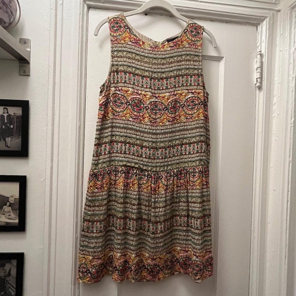 Anthropologie Hemant & Nandita Silk Beaded Dress Sz 6